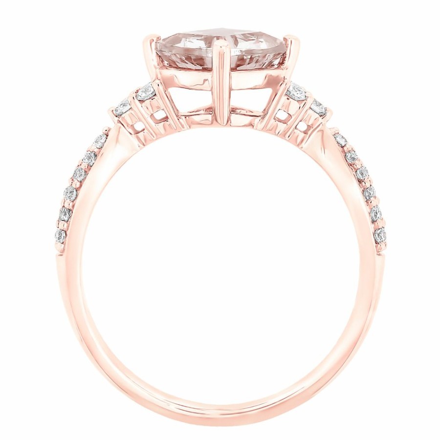 Rings * | Prefential Price Morganite And Diamond Ring In 10K Rose Gold (1/4 Ct. Tw.)