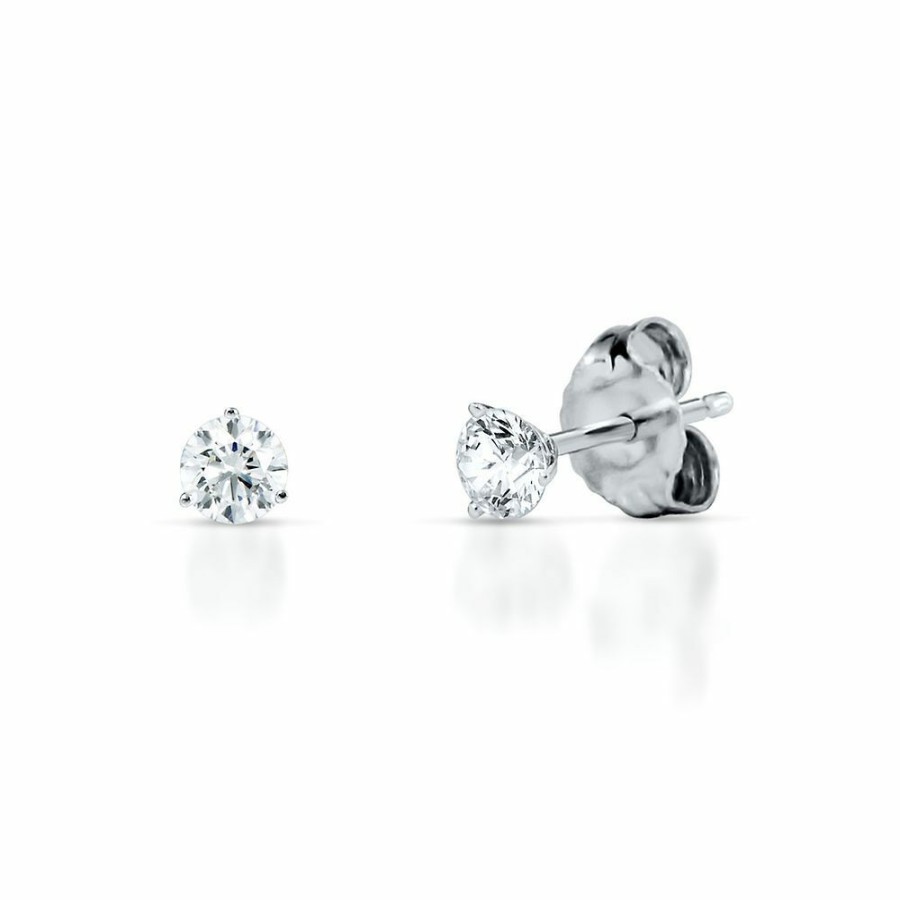 Earrings * | Limit Offer 1/4 Ct. Tw. Ultima Diamond 3-Prong Stud Earrings In 14K White Gold