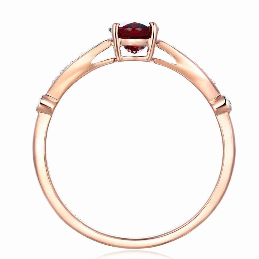 Rings * | Clearance Garnet & Diamond Ring In 10K Rose Gold